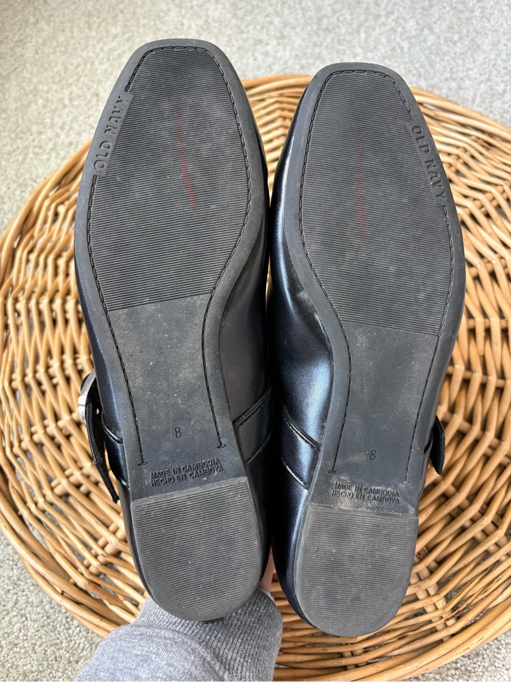 Old Navy Black Jack Mary Jane Ballet Flats Square Toe Adjustable Strap Size 8 - Picture 8 of 9
